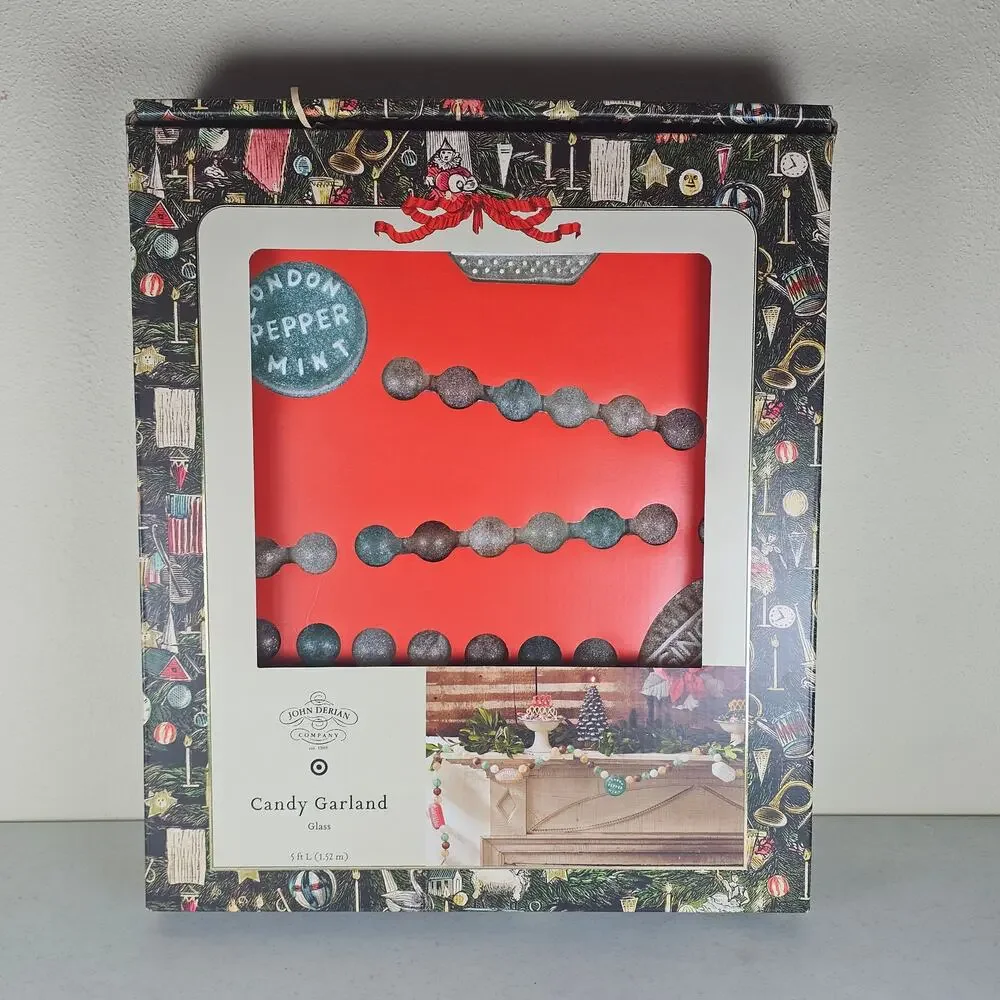 New John Derian Vintage Style Christmas 5 ft Glass Sugared Candy Garland‎